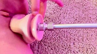 Blonde MILF with pierced nipples rides massive BBC in cowgirl during interracial threesome, then squirts hard from fucking machine pounding her wet pussy.