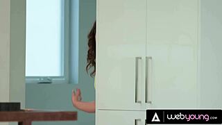 Petite Brunette Jane Wilde Gets Caught in Dorm Threesome Sharing Holly Day with PAWG Roommate Leana Lovings