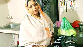 Desi tarki sasur engages in intense homemade action with bahu, featuring big cock deepthroat, doggystyle, and rough pussy play that leaves her moaning.