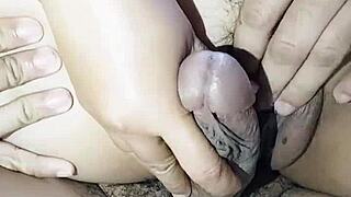 Intriguing amateur threesome where Asian couple introduces daddy to group homemade fun with mommy.