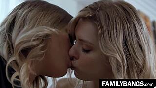 Cute Stepsisters Blair Williams and Giselle Palmer Kiss and Trib for Lesbian Orgasm