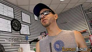 The gloryhole babe casually sucked on a big black monster cock.