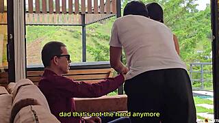 I snuck in to fuck the blind man's daughter right beside him. Cum dripped on him but he mistook it for cream