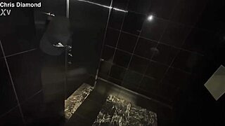 This horny brunette just swallowed my whole cock deep in that hotel bathroom while I grabbed her head.