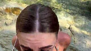 Blonde Babe Gives Best Blowjob With Cumshot On Face And Tits From Stranger On Beach