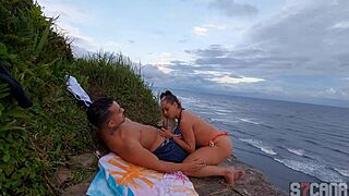 African Amateur Crossdresser In Lingerie Gets Anal Fucked By Pornstar Outdoor On Public Beach