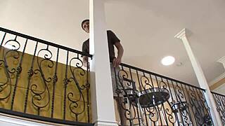 Her checkered dress remains in place while her small tits come out and her shaved area gets entered.