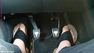 nylon feet and toe separators displayed casually in the car