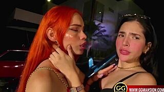 redhead in bodysuit gets her big ass and wet pussy soaked