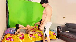 Skinny teen whore takes double penetration from big black cocks in fmf threesome with squirting orgasm and deepthroat sucking