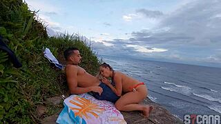 African Amateur Crossdresser In Lingerie Gets Anal Fucked By Pornstar Outdoor On Public Beach