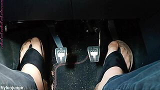 nylon feet and toe separators displayed casually in the car