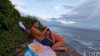 African Amateur Crossdresser In Lingerie Gets Anal Fucked By Pornstar Outdoor On Public Beach