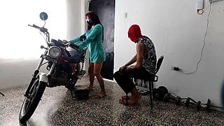 did you ever think your innocent neighbor would dominate and tease you like this in lingerie?