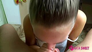 So this hot amateur gives a pov blowjob with deepthroat and cum play, ending in oral creampie like from Nata Sweet