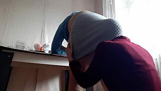 Suggestive Licking of Milf Boss's Big Ass in Office Miniskirt for Promotion