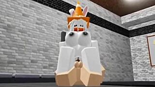 Slutty bunny girl sneaks into locker room and gets fucked hard 🐰