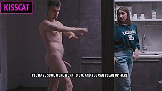 Busty Maid's First Day Washing Naked Man's Cock With Blowjob Leading To Night Surprise Sex And Creampie