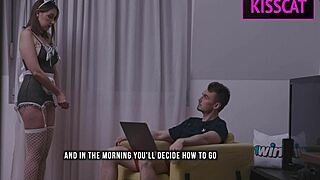 Busty Maid's First Day Washing Naked Man's Cock With Blowjob Leading To Night Surprise Sex And Creampie