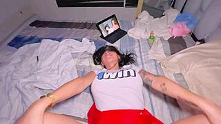 stepsister watches me jerk off to jenifer play's anal videos