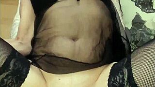 Amateur European couple filming beautiful videos of their intimate moments in lingerie and stockings at home