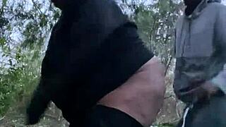 sexy bbw gets sunset backshots in the forest