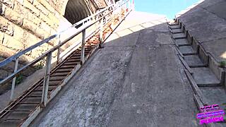 Teen Couple Almost Caught Fucking on the Train