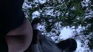 sexy bbw gets sunset backshots in the forest