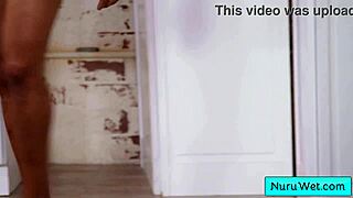 black client enjoys nuru massage from sensual teen brunette maya woulfe and john legendary