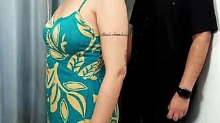 a perverted couple uses store dressing room for quick sex