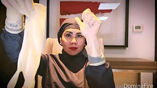 Discover the soothing sounds of medical gloves in a hospital setting with nurse and patient