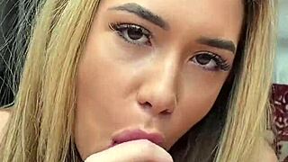 Petite 18-year-old blonde screams during rough POV sex, cum on face