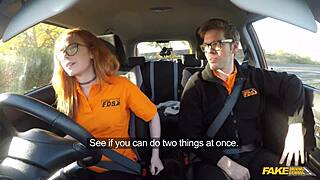 fake driving school british ginger babe ella hughes gets perfect pussy fucked during lesson
