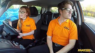 fake driving school british ginger babe ella hughes gets perfect pussy fucked during lesson
