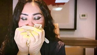 Discover the soothing sounds of medical gloves in a hospital setting with nurse and patient