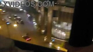 petite indian babe masturbates clit close up in public front of hotel window fingering to orgasm