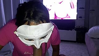 Amateur tells him to sit as she sucks his big cock like a fuck doll