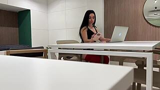 Hard sex and blowjob with Almendra Gala in the office.