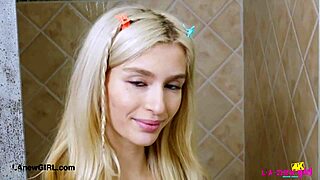 Picture-perfect blonde took a shower