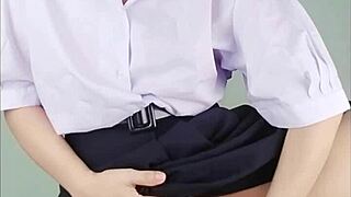 หลุดนักเรียนมอปลายเอาควยปลอมยัดหีไม่หยุด