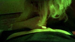 Blonde beauty shares smoke with partner