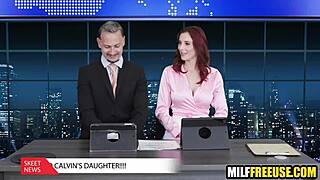 Hot Milfs Bent Over and Fucked in Group Doggystyle During California News Broadcast