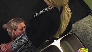 She Seduces Her Friend In The Office With Lesbian Kisses And Licks!