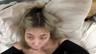 Indonesian wife sucks cock intensely after new lingerie, refuses to swallow cum.