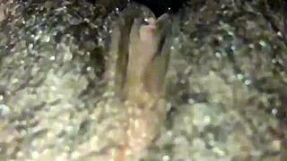 ebony woman plays with her wet hairy pussy solo