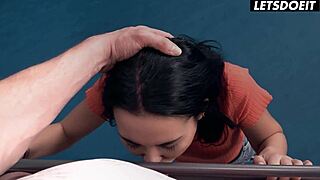 skinny brunette freya dee fucks big dick roommate - horny hostel moaning