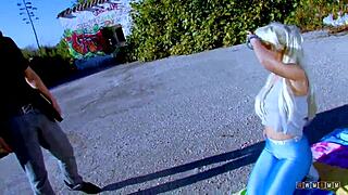 Blonde cougar drains guy's full balls