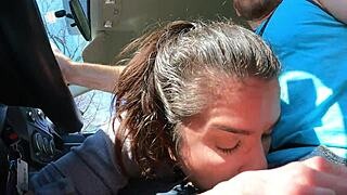 lucky uber driver gets wife swallowing jizz