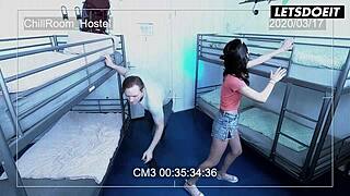 skinny brunette freya dee fucks big dick roommate - horny hostel moaning