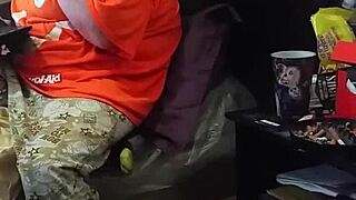 my stepmom pretends not to notice the big black cock flashing